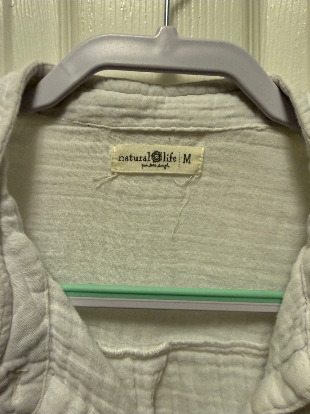 NATURAL LIFE Cream Gauze Button-Front Shirt - Picture 2 of 4